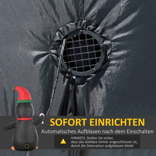 Opblaasbare kerstdecoratie, 2,5 m opblaasbare kerstpinguïn met 3 led lampjes, 162 x 100 x 250 cm, meerkleurig 7