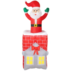 Opblaasbare kerstdecoratie, kerstman in schoorsteen, leds, blower 1