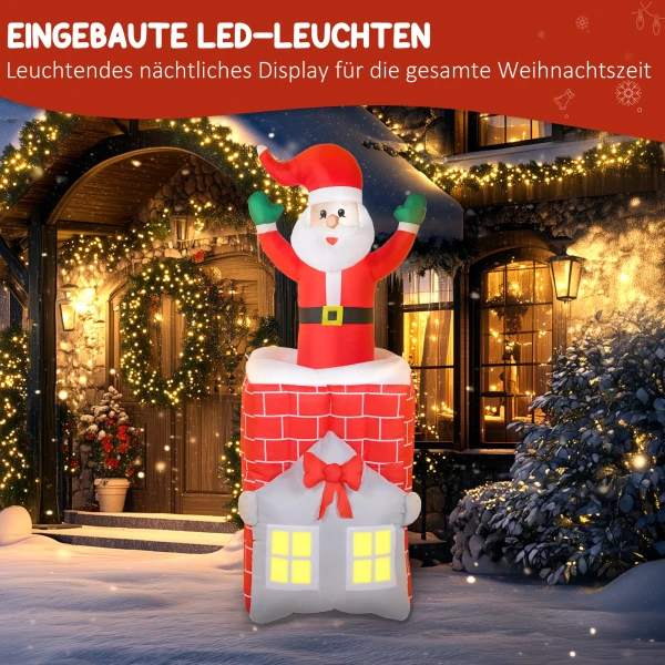 Opblaasbare kerstdecoratie, kerstman in schoorsteen, leds, blower 5