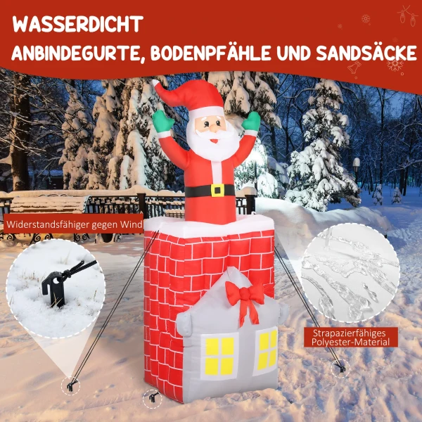 Opblaasbare kerstdecoratie, kerstman in schoorsteen, leds, blower 7