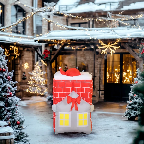 Opblaasbare kerstdecoratie, kerstman in schoorsteen, leds, blower 9
