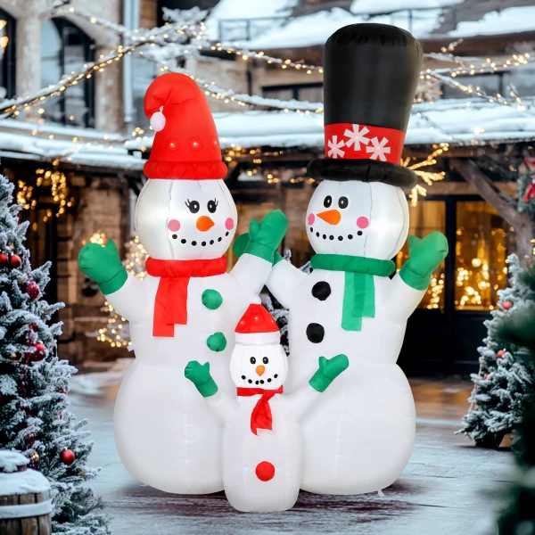 Opblaasbare sneeuwman familie, 1,8 m kerstdecoratie met led verlichting voor binnen en buitenruimte 2