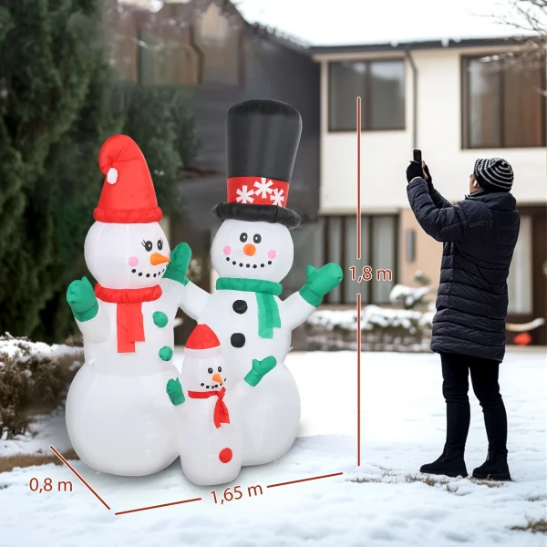 Opblaasbare sneeuwman familie, 1,8 m kerstdecoratie met led verlichting voor binnen en buitenruimte 4