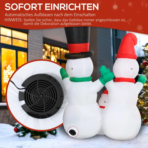 Opblaasbare sneeuwman familie, 1,8 m kerstdecoratie met led verlichting voor binnen en buitenruimte 6
