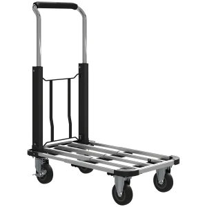 Opvouwbare handwagen, 150 kg draagvermogen, uitbreidbaar oppervlak, in hoogte verstelbare handgreep, voor kratten, metaal, zwart 1