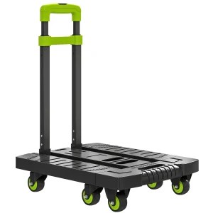 Opvouwbare metalen transportkar met wielen en verstelbare handgreep 49 x 35 x 102 cm groen 1