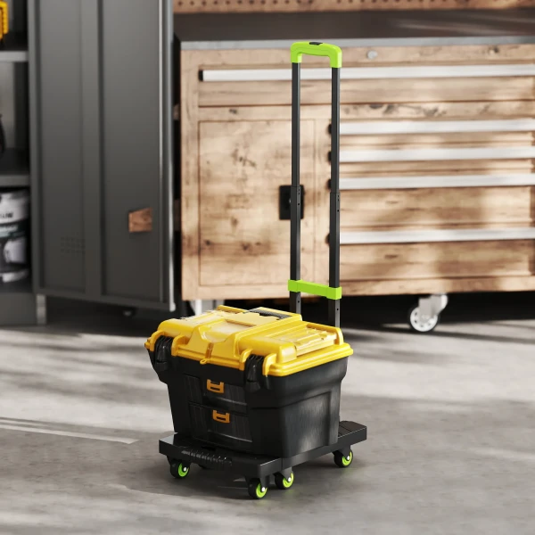 Opvouwbare metalen transportkar met wielen en verstelbare handgreep 49 x 35 x 102 cm groen 10