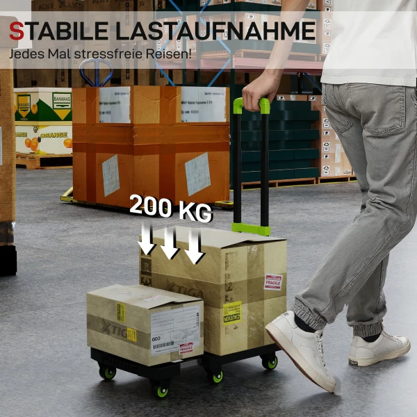 Opvouwbare metalen transportkar met wielen en verstelbare handgreep 49 x 35 x 102 cm groen 5