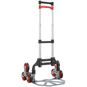 Opvouwbare trapklimmer trolley, 6 wiel systeem, draagt 70 kg, aluminium, rood 1