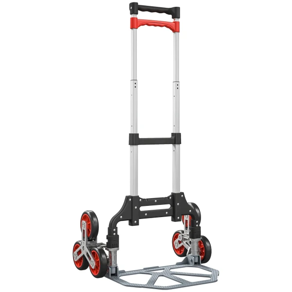 Opvouwbare trapklimmer trolley, 6 wiel systeem, draagt 70 kg, aluminium, rood 1