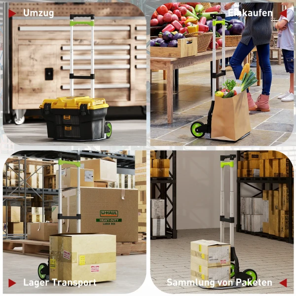 Opvouwbare zakwagen aluminium transportwagen met telescopische handgreep hoogteverstelbaar 100 cm 8