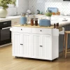 Rolbare keukeneiland, 2 lades, 2 kasten, verschuifbaar, kruidenrek, handdoekhouder, messenhouder, mdf, wit 10