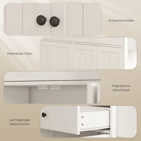 Rolbare keukeneiland, 2 lades, 2 kasten, verschuifbaar, kruidenrek, handdoekhouder, messenhouder, mdf, wit 8