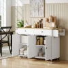 Rolbare keukeneiland, 2 lades, 2 kasten, verschuifbaar, kruidenrek, handdoekhouder, messenhouder, mdf, wit 9