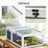 Schildpaddenverblijf van hout met hoofdhuizen, opklapbare bovenkant 91x60,5x32 cm, blauw 7