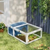 Schildpaddenverblijf van hout met hoofdhuizen, opklapbare bovenkant 91x60,5x32 cm, blauw 9