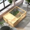 Schildpaddenverblijf van hout, schildpaddenverblijf met hoofdhuizen, opklapbare bovenkant, 91 x 60,5 x 32 cm, geel 10