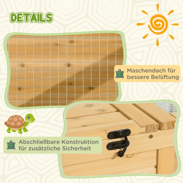 Schildpaddenverblijf van hout, schildpaddenverblijf met hoofdhuizen, opklapbare bovenkant, 91 x 60,5 x 32 cm, geel 7
