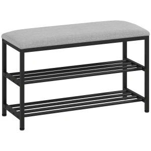 Schoenenbank met zitvlak, zitbank met opbergruimte, schoenenrek met 2 open vakken, zitbank 81 x 31 x 50 cm zwart 1