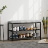Schoenenbank met zitvlak, zitbank met opbergruimte, schoenenrek met 2 open vakken, zitbank 81 x 31 x 50 cm zwart 2