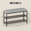 Schoenenbank met zitvlak, zitbank met opbergruimte, schoenenrek met 2 open vakken, zitbank 81 x 31 x 50 cm zwart 4