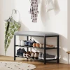 Schoenenbank met zitvlak, zitbank met opbergruimte, schoenenrek met 2 open vakken, zitbank 81 x 31 x 50 cm zwart 9