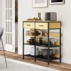 Sideboard, ladekast met 2 lades, 3 open rekken keukenkast voor keuken, woonkamer 90 x 40 x 91 cm, natuurhout 10
