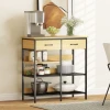 Sideboard, ladekast met 2 lades, 3 open rekken keukenkast voor keuken, woonkamer 90 x 40 x 91 cm, natuurhout 2