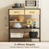 Sideboard, ladekast met 2 lades, 3 open rekken keukenkast voor keuken, woonkamer 90 x 40 x 91 cm, natuurhout 6