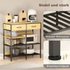 Sideboard, ladekast met 2 lades, 3 open rekken keukenkast voor keuken, woonkamer 90 x 40 x 91 cm, natuurhout 7