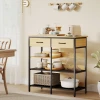 Sideboard, ladekast met 2 lades, 3 open rekken keukenkast voor keuken, woonkamer 90 x 40 x 91 cm, natuurhout 8