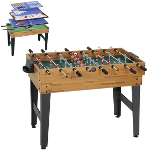 Sportnow 13 in 1 speltafel, tafelvoetbal, schaken, biljart, tafeltennis en meer, mdf, kunststof, walnoot 1