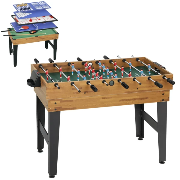 Sportnow 13 in 1 speltafel, tafelvoetbal, schaken, biljart, tafeltennis en meer, mdf, kunststof, walnoot 1