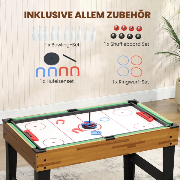 Sportnow 13 in 1 speltafel, tafelvoetbal, schaken, biljart, tafeltennis en meer, mdf, kunststof, walnoot 10