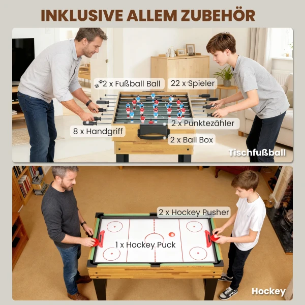 Sportnow 13 in 1 speltafel, tafelvoetbal, schaken, biljart, tafeltennis en meer, mdf, kunststof, walnoot 7