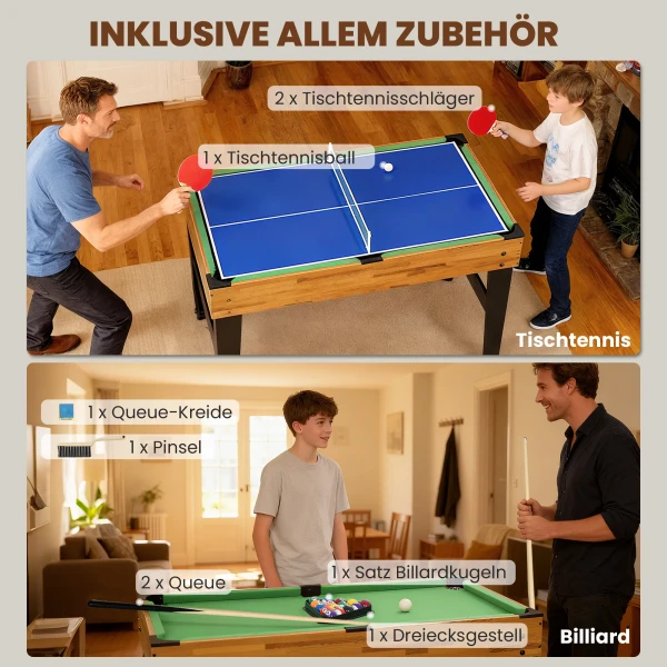 Sportnow 13 in 1 speltafel, tafelvoetbal, schaken, biljart, tafeltennis en meer, mdf, kunststof, walnoot 8
