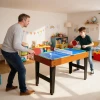 Sportnow 5 in 1 multispel tafel, 53 accessoire onderdelen, tafelvoetbal, tafelhockey, tafeltennis, biljart, basketbal, walnoot 2