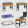 Sportnow 5 in 1 multispel tafel, 53 accessoire onderdelen, tafelvoetbal, tafelhockey, tafeltennis, biljart, basketbal, walnoot 4