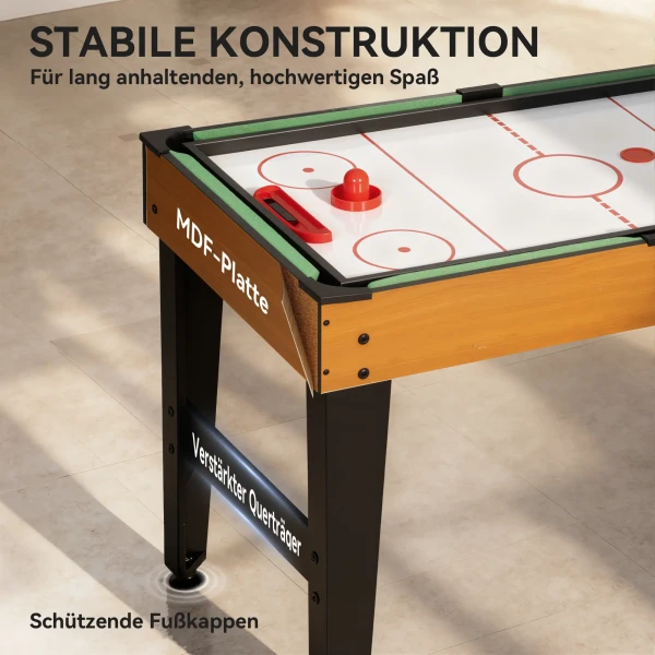 Sportnow 5 in 1 multispel tafel, 53 accessoire onderdelen, tafelvoetbal, tafelhockey, tafeltennis, biljart, basketbal, walnoot 6