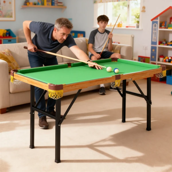 Sportnow opvouwbare biljarttafel, mini biljarttafel, 2 keus, 16 ballen, driehoek, borstel, groen 10