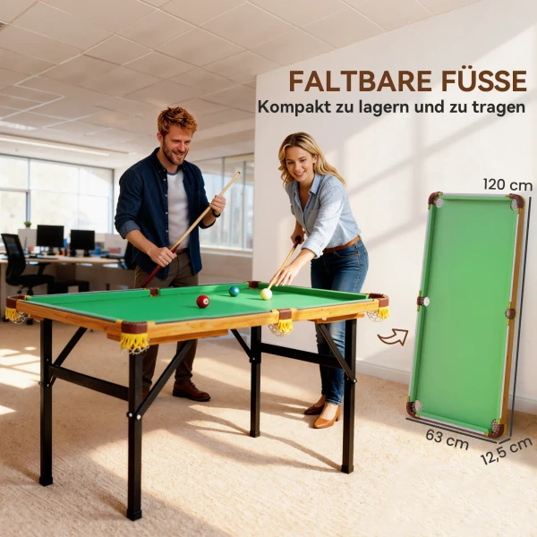 Sportnow opvouwbare biljarttafel, mini biljarttafel, 2 keus, 16 ballen, driehoek, borstel, groen 5
