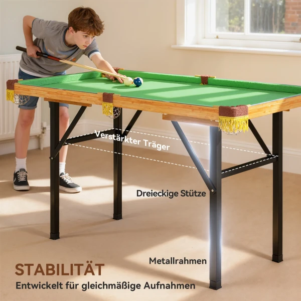 Sportnow opvouwbare biljarttafel, mini biljarttafel, 2 keus, 16 ballen, driehoek, borstel, groen 7