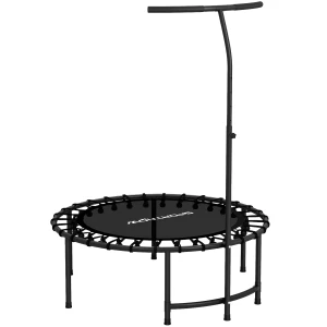 Sportnow rebounder trampoline, 5 traps verstelbare handgreep, workout trampoline, zwart 1