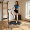 Sportnow rebounder trampoline, 5 traps verstelbare handgreep, workout trampoline, zwart 2