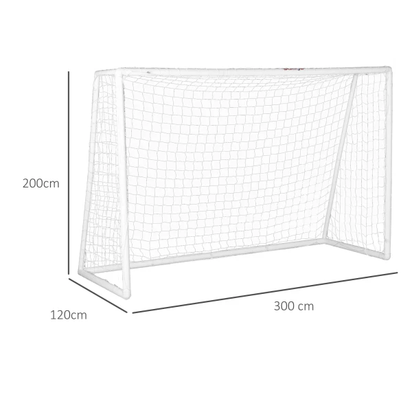Sportnow voetbaldoel, robuust net, kunststof frame, haringen, 300l x 120b x 200h cm, wit 4