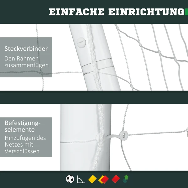 Sportnow voetbaldoel, robuust net, kunststof frame, haringen, 300l x 120b x 200h cm, wit 5