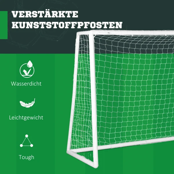Sportnow voetbaldoel, robuust net, kunststof frame, haringen, 300l x 120b x 200h cm, wit 6
