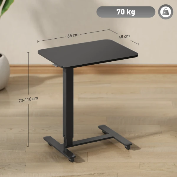 Sta bureau in hoogte verstelbaar incl. 4 wielen c vorm 65 cm x 48 cm x 70 110 cm zwart 4