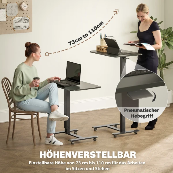 Sta bureau in hoogte verstelbaar incl. 4 wielen c vorm 65 cm x 48 cm x 70 110 cm zwart 5