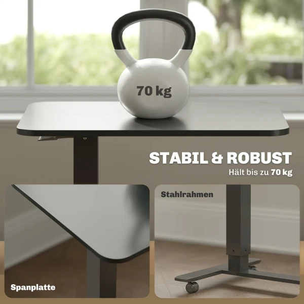 Sta bureau in hoogte verstelbaar incl. 4 wielen c vorm 65 cm x 48 cm x 70 110 cm zwart 8